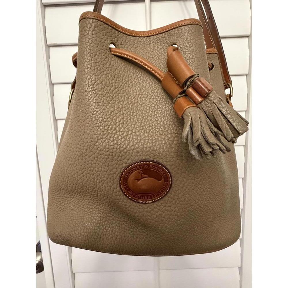 vintage Dooney & Bourke All-Weather Leather drawstring bucket bag in the taupe - Picture 2 of 15